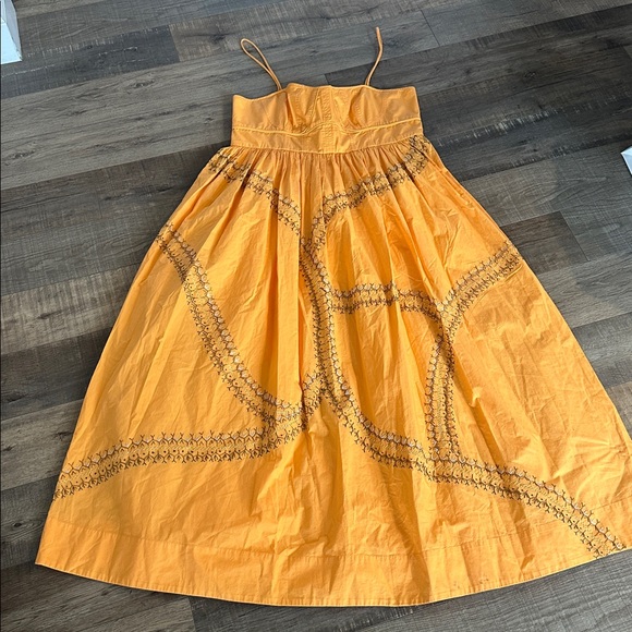 ULLA Johnson Mariza poplin midi dress in papaya size 8 - Picture 9 of 11